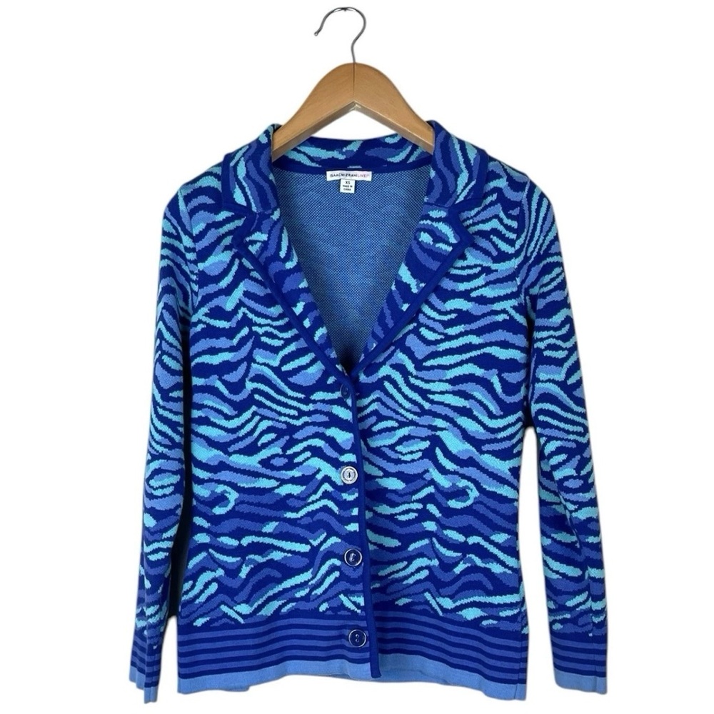 Isaac Mizrahi Live Size XS Long Sleeve Notch Lapel Cardigan Sweater Blue Purple